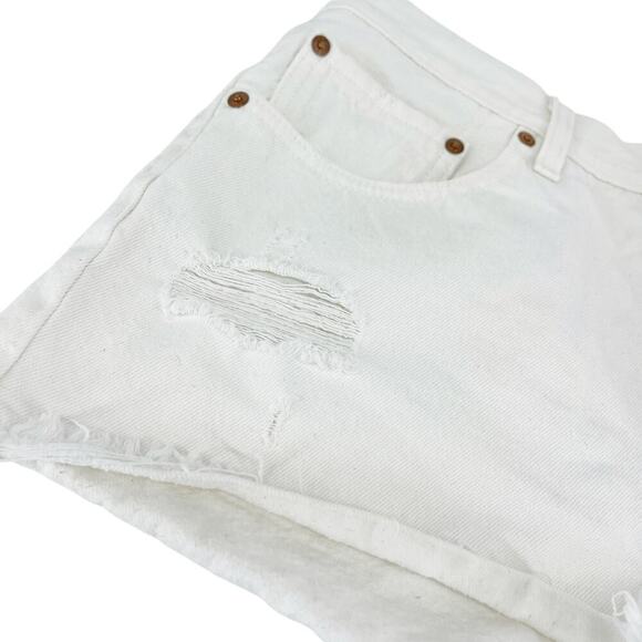 Levi's Premium 501 Original Fit High Rise Shorts Cut Offs White Size 30 - Picture 9 of 9